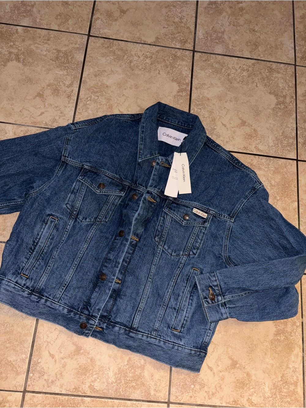 Calvin Klein Dark Blue Denim Jacket with Chest Pockets